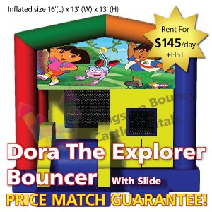 Kingston Bouncy Castle Rentals - Separate Castles 2014 - Dora The Explorer Bouncer With Slide